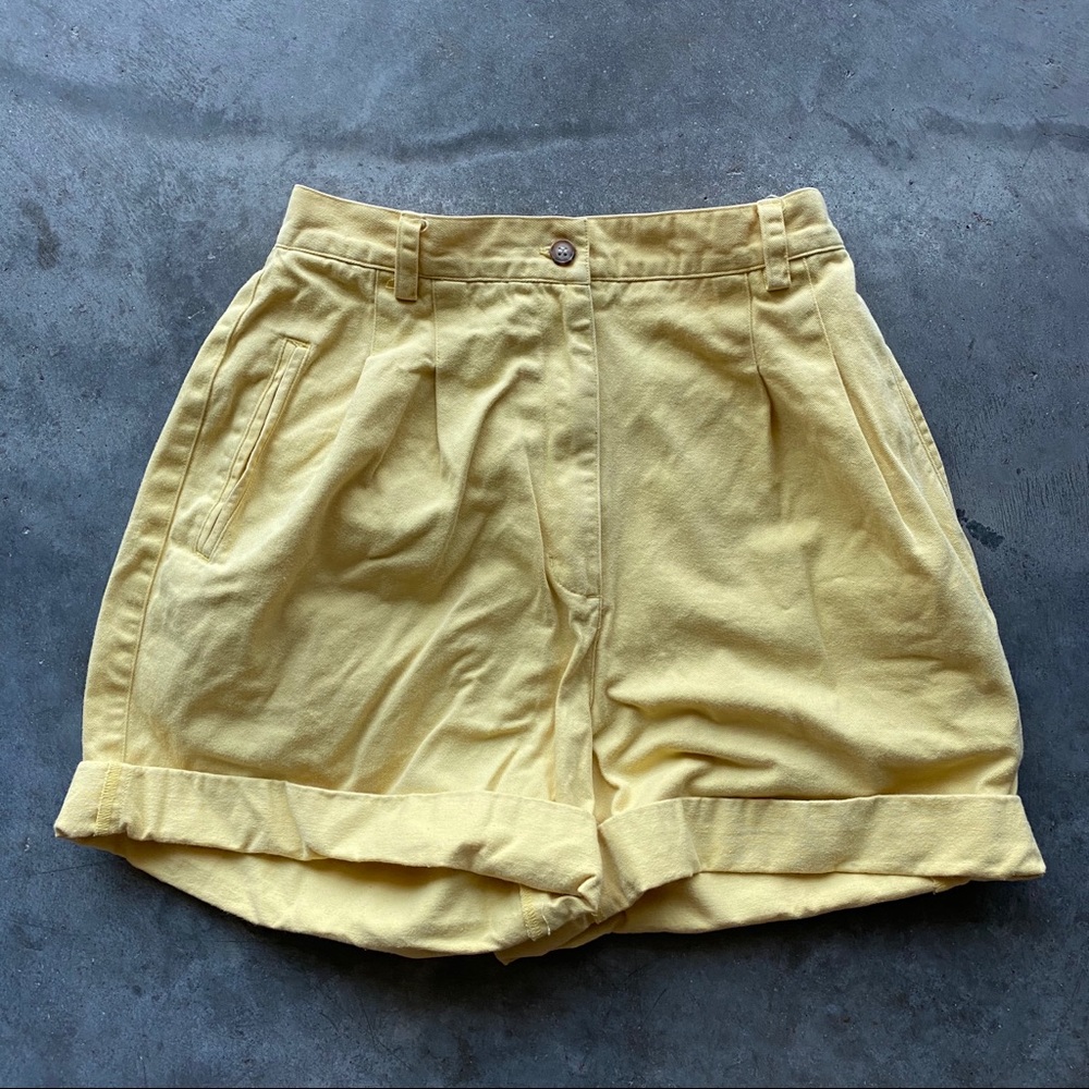 PASTEL YELLOW HIGH RISE SHORTS - Picture 2 of 5